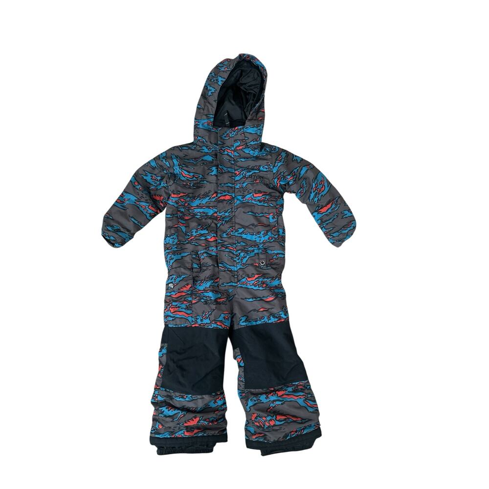 Burton Striker DryRide One Piece Snowsuit Kids Toddler Sz 3T Blue Gray Red Camo